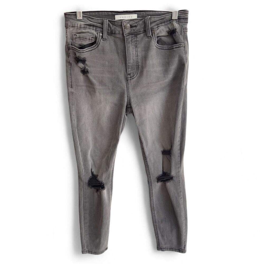Eunina Grey Distressed Skinny Crop Jeans size 7/28W